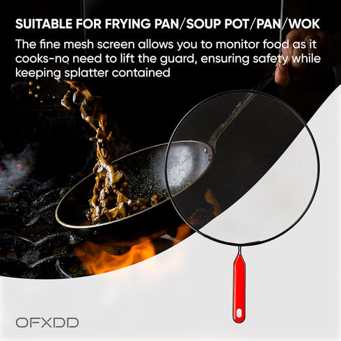 Large Screen Grease Splash Protector for Frying Pan, 11.4" Nonstick Cover Protector