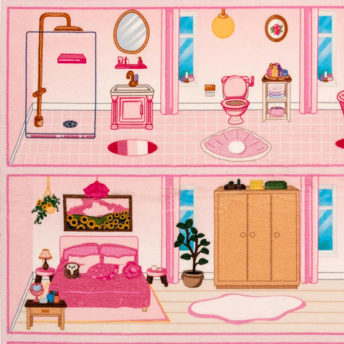 4x6 Rug&Play Ultra Soft Pink Dollhouse Play Rug for Girls Room Washable Non-Slip Area Rugs for Kid Bedroom & Kids