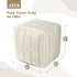 18"x18"x18", AELS Unstuffed Farmhouse Pouf Cover for Living Room, Boho Storage Bean Bag Cubes, Beige with Brown Stitch