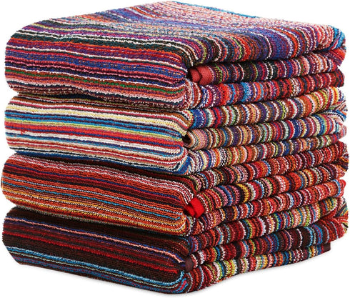 BolBom*S Set 4 Pack,30 60 Inches 100% Bath Towel x Large Cotton Stripe Bath Towel Soft,Absorbent and Quick Dry Towels