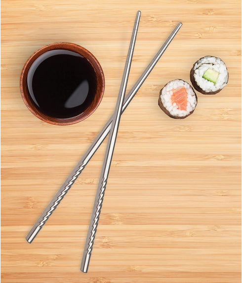 Helen’s Asian Kitchen Stainless Steel Chopsticks, 9-Inches, 5-Pair Set.
