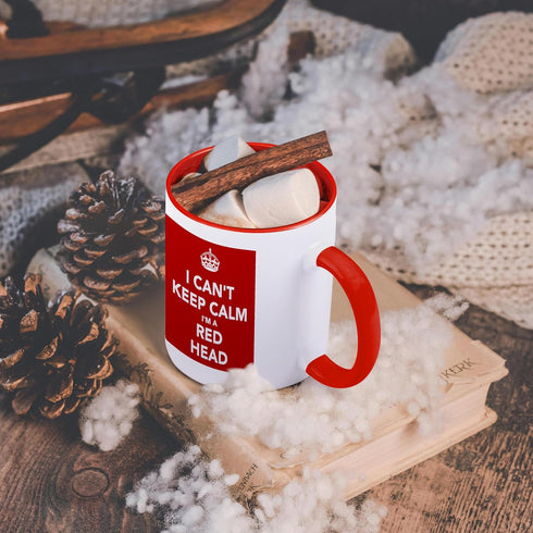 3dRose Two Tone Red Mug, "I Can't Keep Calm I'M A Red Head Red", 11 oz
