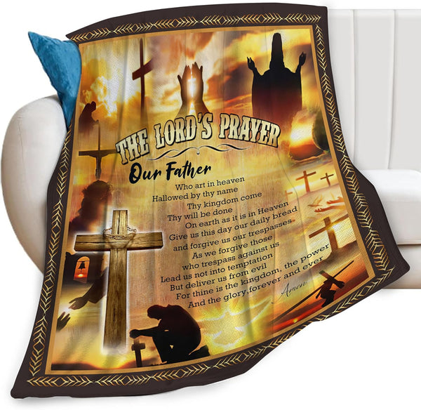 eiffecho The Lords Prayer Print Blanket Christian Bible Verse Scripture Religious Faith Throw