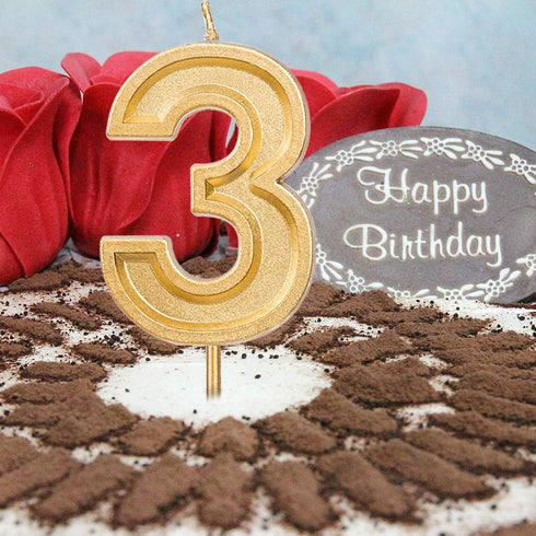 Luter 2.76 Inches Large Gold Glitter Birthday Candles - Number Cake Topper Decoration for Kids, Adults, Wedding Party