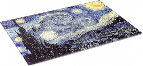 Tempered Glass Cutting Board for Kitchen, Van Gogh Design Blue Starry, Small Heat Resistant Cutting Boards, Dishwasher Safe Chopping Board(Small 8x12inch) by menesia