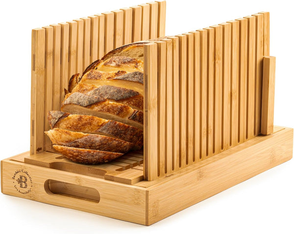 Bread Slicer for Homemade Bread - Bambuesi Upgraded Adjustable Bamboo Bread Cutter