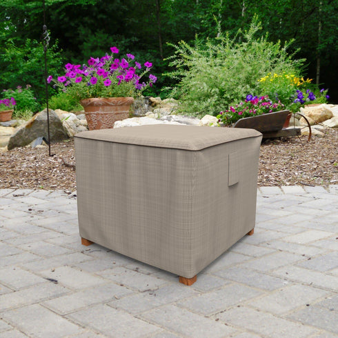 P4A05PM1 Budge English Garden Square Patio Table / Ottoman Cover Heavy Duty and Waterproof, Small, Tan Tweed