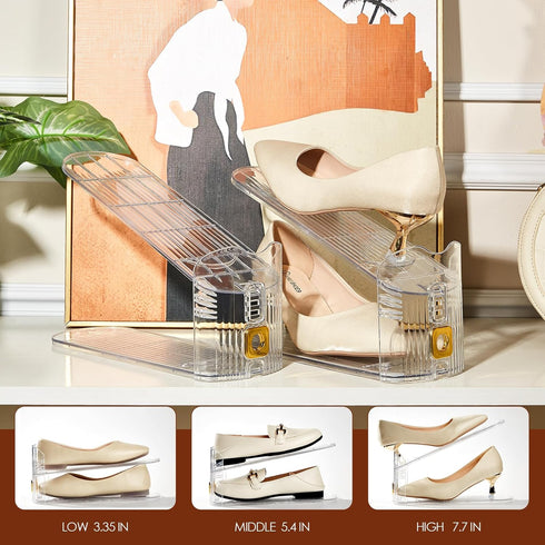 6 Pack Closet, 50% Closet Shoe Slots Organizer for Adjustable Shoe Stackers for a Pair of Shoes Shoe Rack Storage Shoe