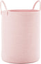 Large Pink Laundry Basket 15x20 Inches, 60L Woven Rope Hamper for Baby