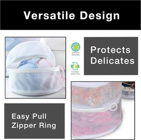 Set 2 6.5 5.5 Inch Smart Design Intimate Wash Bag with Safety Zipper - of - Washing Machine Safe - Fine Mesh Nylon