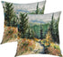 Batmerry Watercolors Landscape Throw Pillow Covers, Decorative Pillow Covers with Road in Mountains 18X18 in