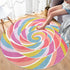4Ft Kids Rug Play Mat Round Rainbow Lollipop Girls Bedroom Carpet Circle Candy Nursery Mat Playroom Rug for Children