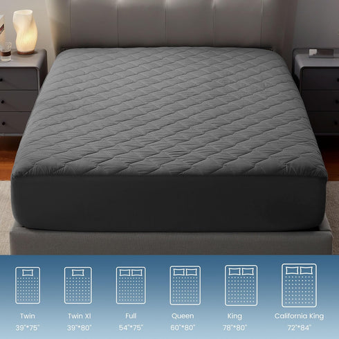 SLEEP ZONE Waterproof Mattress Protector Pad King, Breathable Mattress Topper with Deep Pockets, Machine Washable,