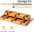 SMIRLY 8-Piece Bamboo Kitchen Drawer Organizer Set - Multi-use Storage Box for Bathroom, Nightstand, Jewelry, Cutlery