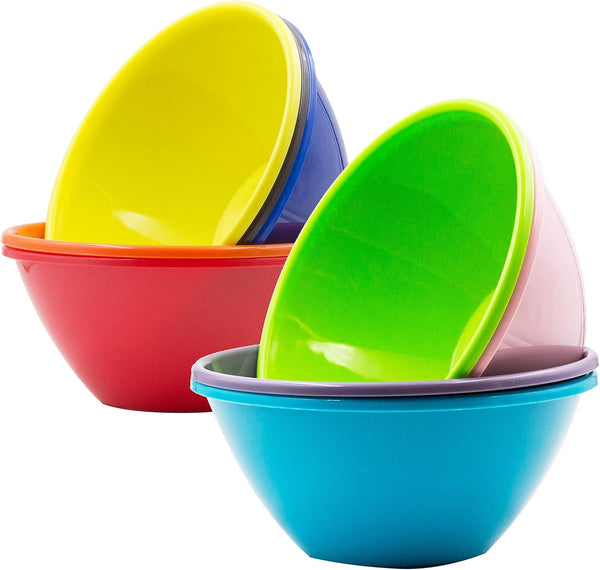 Youngever 32 Ounce Plastic Bowls - Large Cereal and Soup Bowls, Set of 9 in Assorted Colors