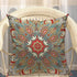 Mugod Traditional Ethnic Paisley Flower Throw Pillow Cover - Red Teal White Yellow Cotton Linen 18x18 Inch
