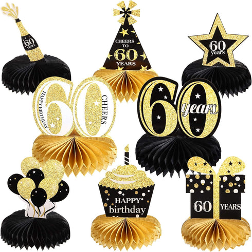 8 Piece 60th Birthday Decoration, Centerpieces and Table Toppers for Sixty Years Party Favors