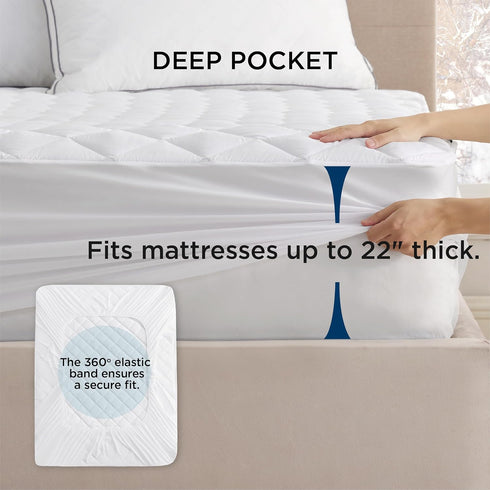 Bedsure Queen Mattress Protector Waterproof, Quilted Mattress Pad with Deep Pocket up to 22 Inches, Soft Breathable