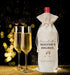Pairs Well With A Master's Degree Wine Gift Bag, Cotton Linen Wine Bag with Drawstring for Graduation Gifts