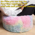 Asuprui Pouf Ottoman, Unstuffed Round Bean Bag Poof Seat, Soft Faux Fur Footrest Stool 20x20x12 Inches, Rainbow Cover