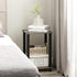 1-Tier Furinno Simplistic End Side Night Stand/Bedside Table with Plastic Poles, French Oak Grey/Black