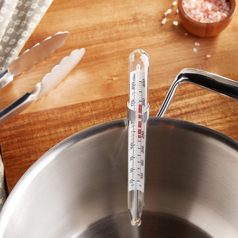 CDN Candy & Deep Fry Thermometer, 8" Durable Lab Glass, Non-Mercuric, Dual-Scale, 75–400°F Range