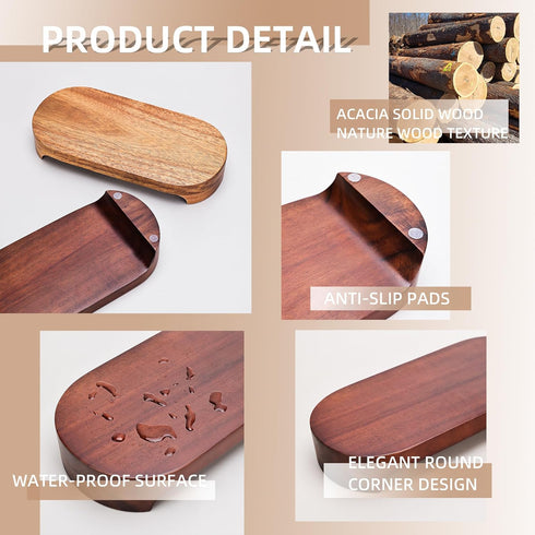 CAMLOT Counter Counter Acacia Wood Risers for Decor Display, Bathroom Decorative Tray, Soap Dish Risers, Pedestal Stand
