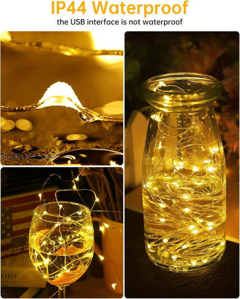 Blingstar USB Powered Fairy Lights, 2 Pack 33Ft 100 LED Mini String Lights for Indoor Decoration, Warm White