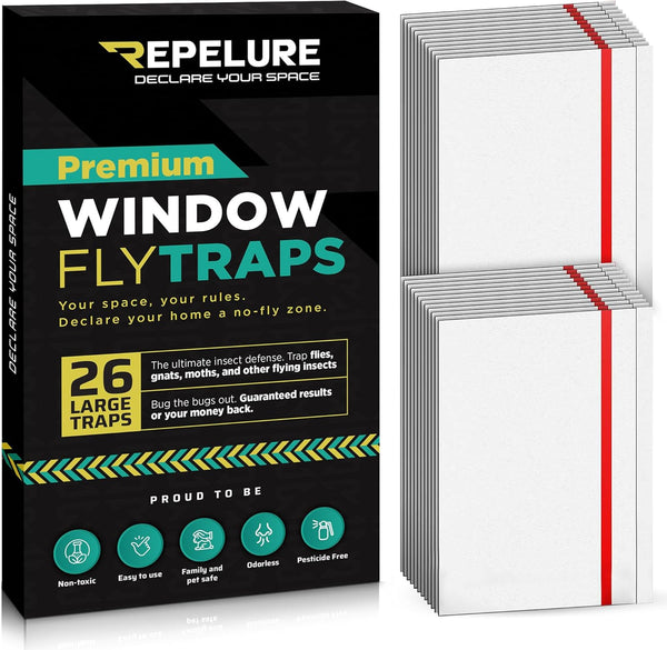 Window Fly Trap (26 Pack), Indoor Sticky Traps for Home, Non-Toxic Glue Paper for Insects