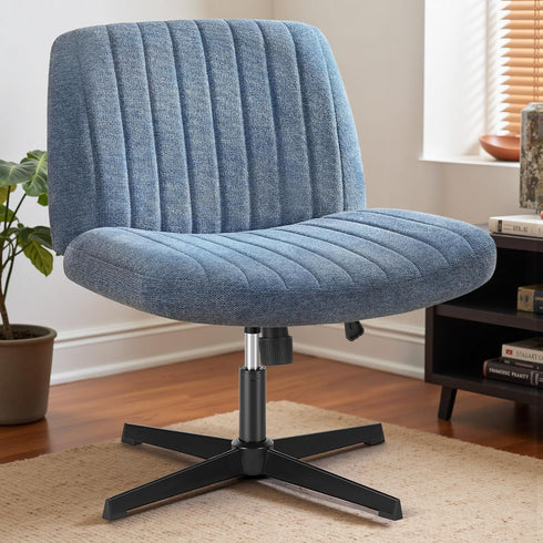 DUMOS Criss Cross Legged Chair Wide Comfy Home Office Desk Seat, No