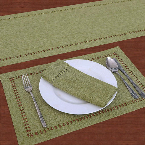 Grelucgo Handcrafted Solid Color Dining Table Runner - Double-Hemstitched (Sage Green, 14 x 72)