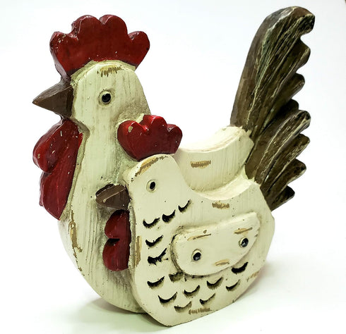 Generic Rustic Chicken Pair Tabletop Decor Figurine