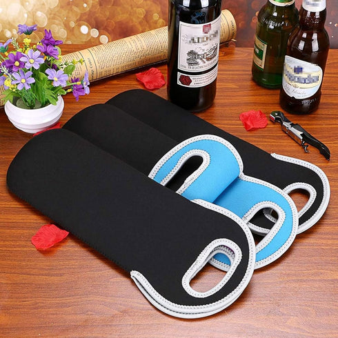 Hipiwe Portable Wine Carrier Tote Bag, Insulated Neoprene Wine Cooler for Champagne/Water Bottle/Beer, Set of 3