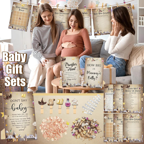 476 6 Sets 50 Mommy's 50 2 50 Sherr Magical Wizard Baby Shower Games Activities Card Pacifier Hunt Game Pacifier How