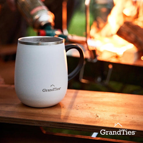 GRANDTIES Insulated Coffee Mug with Handle, 16 oz Sliding Lid for Splash-Proof Thermal Tumbler, Double Walled Vacuum