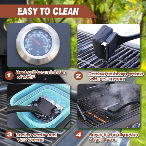 Grill Brush for Outdoor Grill, Steam Grill Cleaner Bristle Free with Scraper, Replaceable Cleaning Head