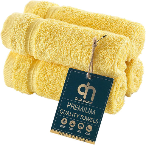 Qute Home 4-Piece Washcloths Towels Set, 100% Turkish Cotton Premium Quality Towels