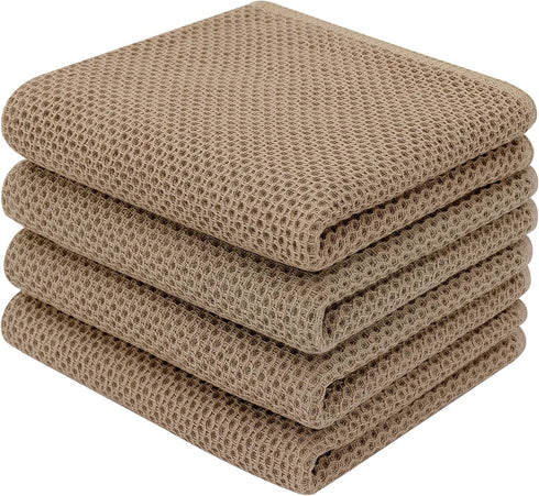 Homaxy 100% Cotton Waffle Weave Kitchen Dish Towels, Ultra Soft, Absorbent, Quick Drying Cleaning Towel, 13x28 Inches,