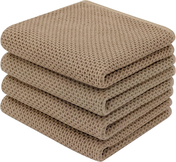 Homaxy 100% Cotton Waffle Weave Kitchen Dish Towels, Ultra Soft, Absorbent, Quick Drying Cleaning Towel, 13x28 Inches,