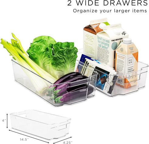 Sorbus Fridge Bins and Freezer Bins, Stackable Food Storage Containers, BPA-Free Organizers, Pack of 6
