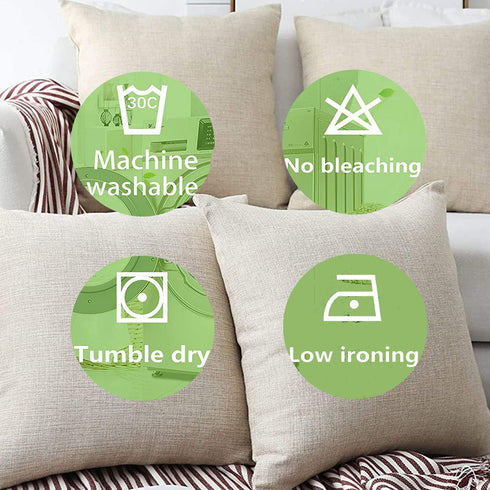 Decorative Linen Throw Pillow Covers, Set of 2 Couch Cushion Covers with Zipper, 20x20 Inches for Living Room