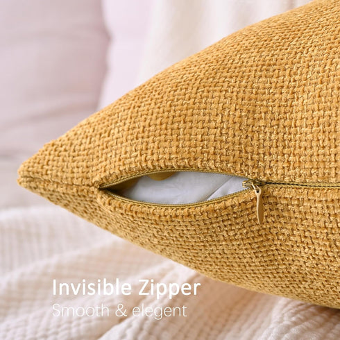 Cozoomy Set 2 12x20 Inch of Chenille Linen Decorative Throw Pillow Covers Textured Farmhouse Pillow Covers for Bed