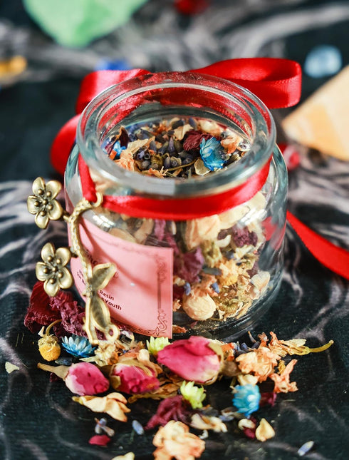Witchcraft Jar Offering, Ritual Herbs and Resins for Divination, Protection, Altar Tools