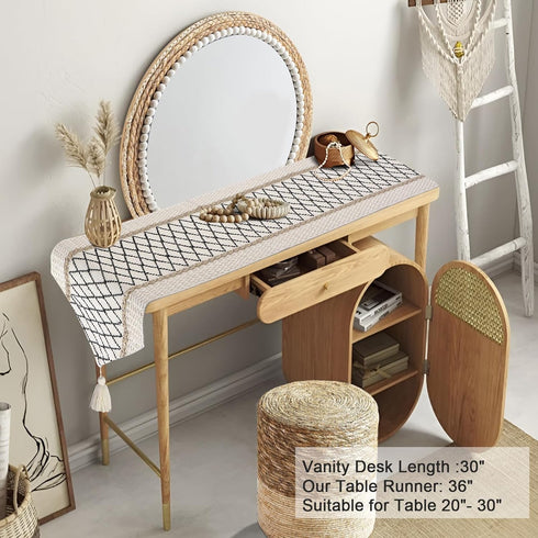 36 Inches, yuboo Boho Table Runner Triangular End, Small Table Runners Macrame Dresser Cover Top for Nightstand, Coffee