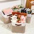 Uiifan 8 Pack Fabric Storage Baskets with Handles, Linen Decorative Storage Containers for Shelves, Beige