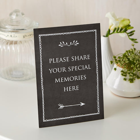 ANGEL & DOVE Set of 2 Black Funeral Memory Table Signs for Condolence Book, Memorial, Celebration of Life