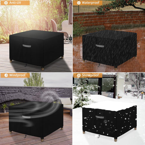 Dokon (28"L 28"W 17"H) Patio Ottoman Covers Waterproof Outdoor Side Table Cover with Air Vents, Windproof Anti-UV Heavy