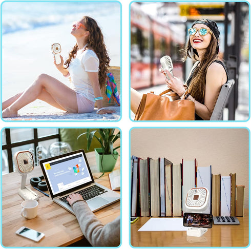 Handheld Mini Fan, 3 IN 1 Small Portable USB Rechargeable Folding Fan with Strong Airflow, Multi-Functional (4 Colors)