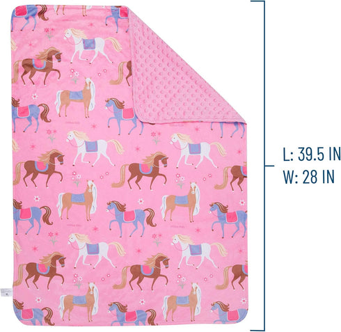 Wildkin Plush Baby Blanket - Soft & Cozy Comfort, Ideal for Toddlers, Travel & Daycare - Horses