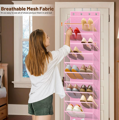 12 Closet 24 MISSLO Tier Over the Door Shoe Organizer Breathable Mesh Hanging Shoe Rack for Storage Shoe Holder